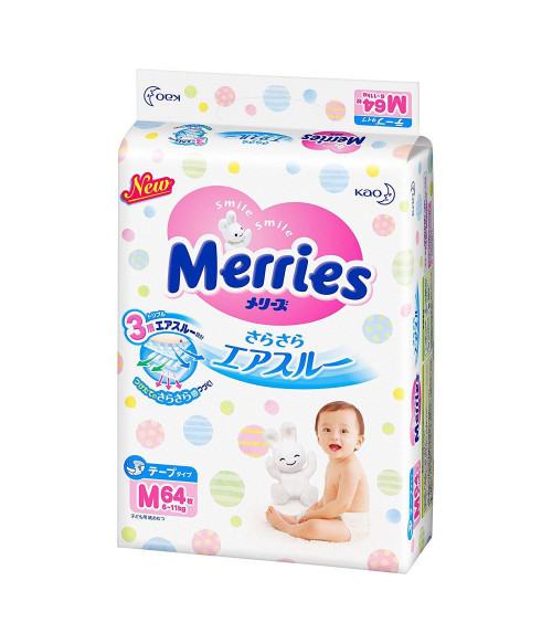Merries Baby Diapers Medium.(6-11kg) (13-24lbs) 64 count.